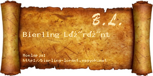 Bierling Lóránt névjegykártya